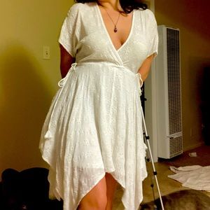 White Lacey Drawstring Dress